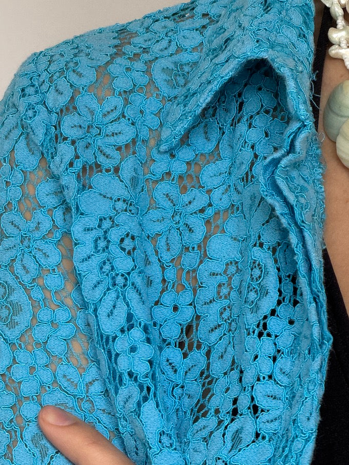 Vintage lace top in turquoise 6268
