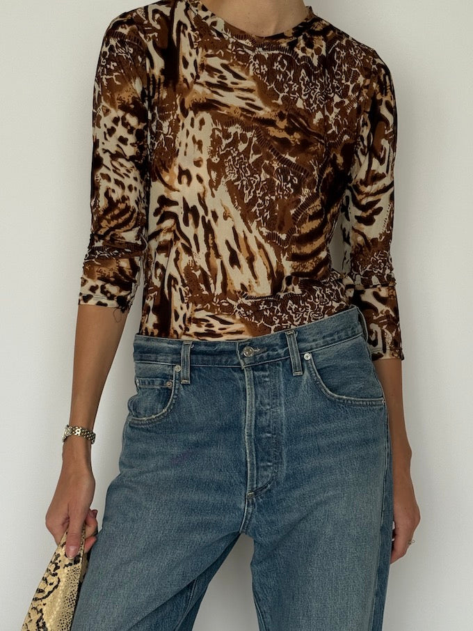Vintage Animal Print Top 6623