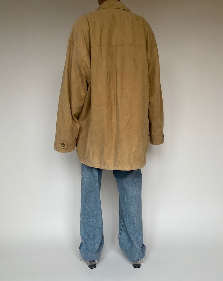 VINTAGE OVERSIZED BEIGE LEATHER JACKET 2872