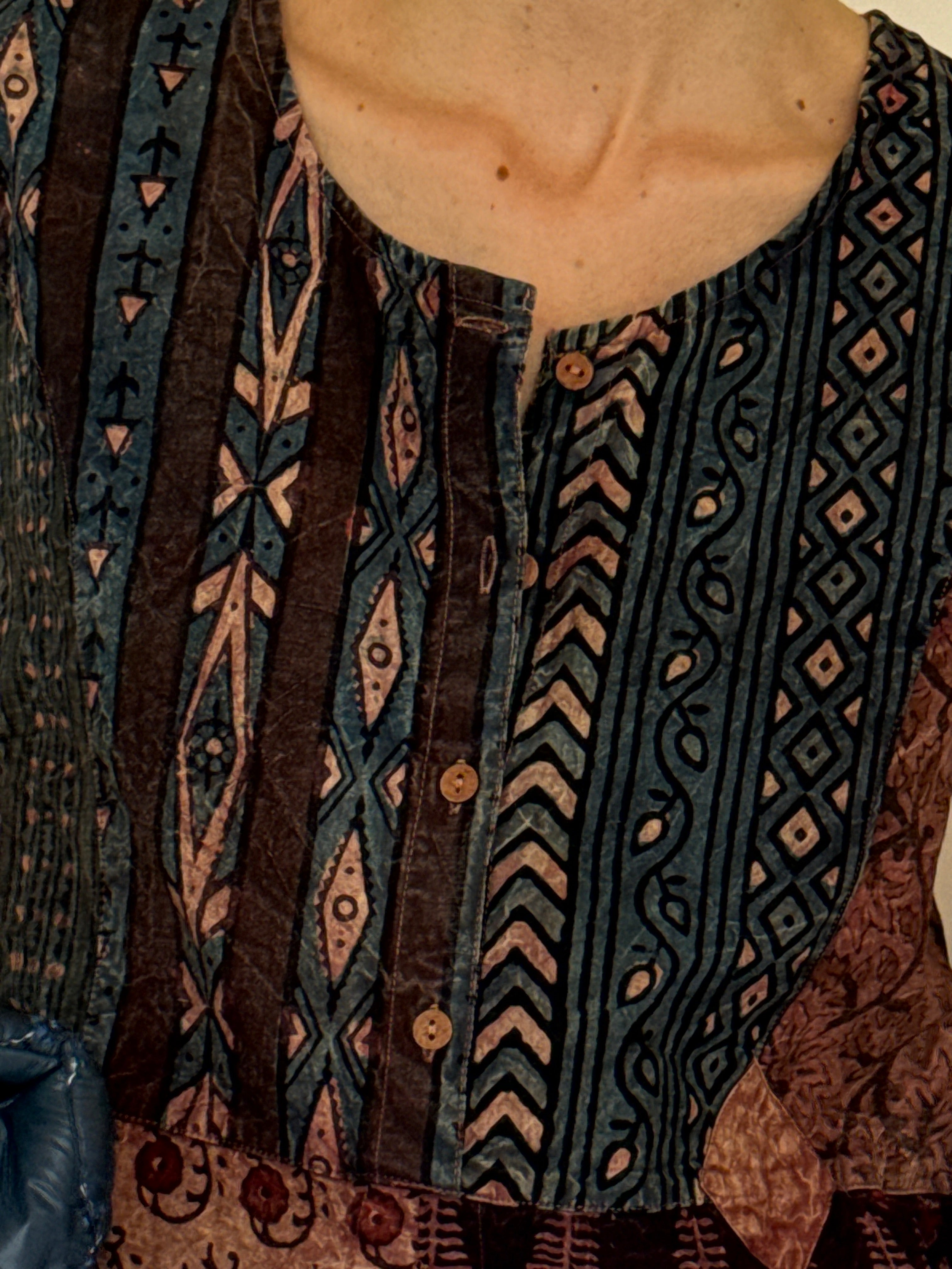 Vintage patterned cotton fabric close-up