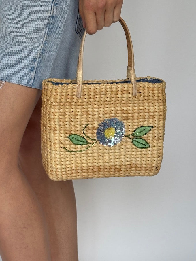 Vintage Woven Floral Straw bag 6270