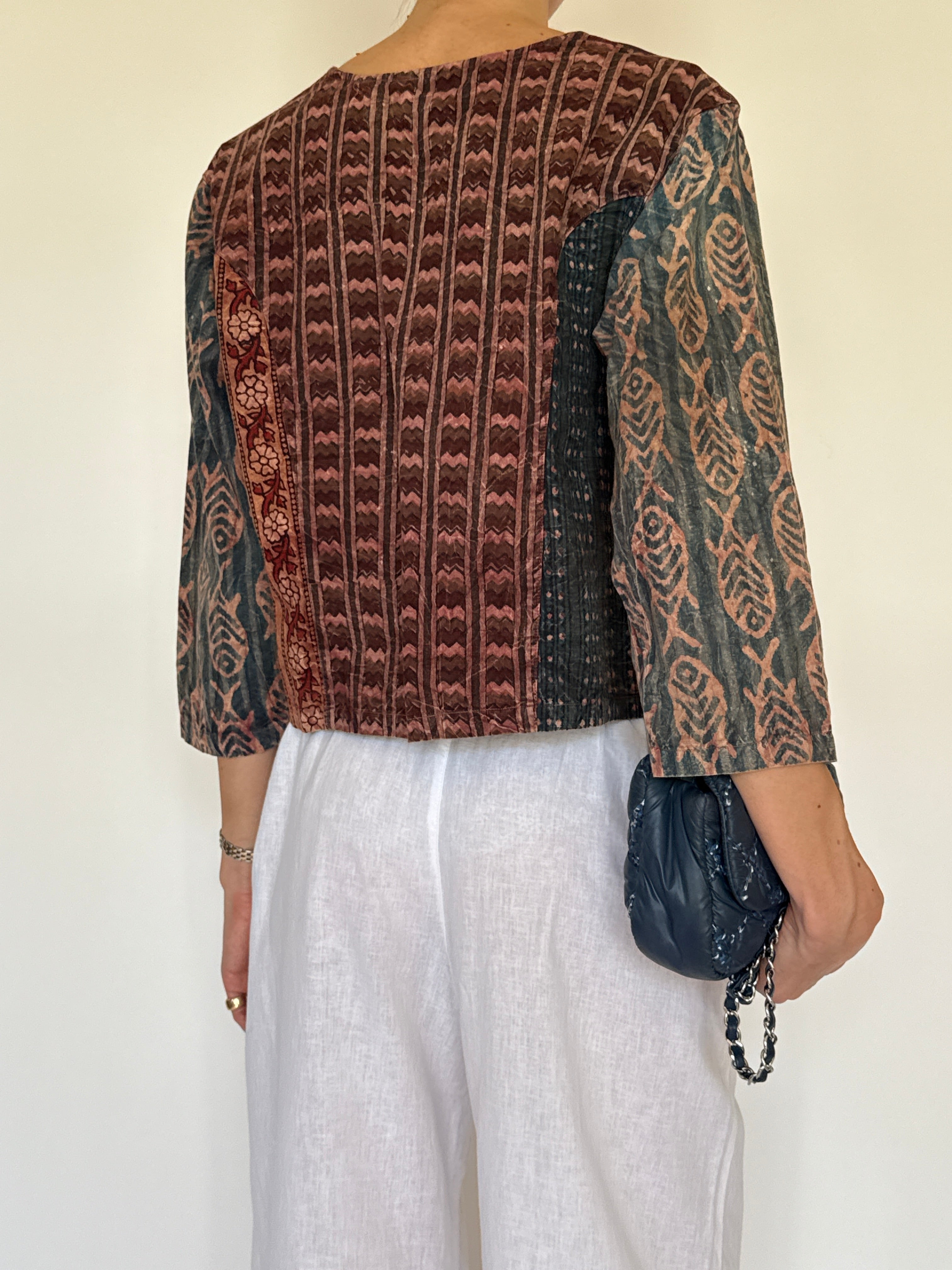 Vintage patterned cotton top back view