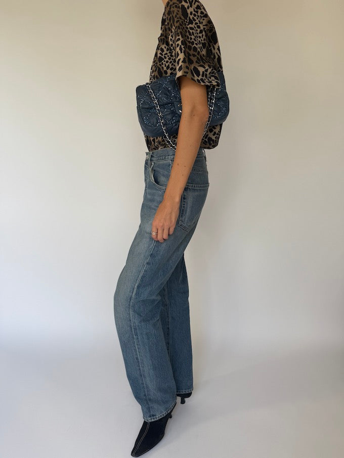 Vintage animal printed short-sleeve top 6453