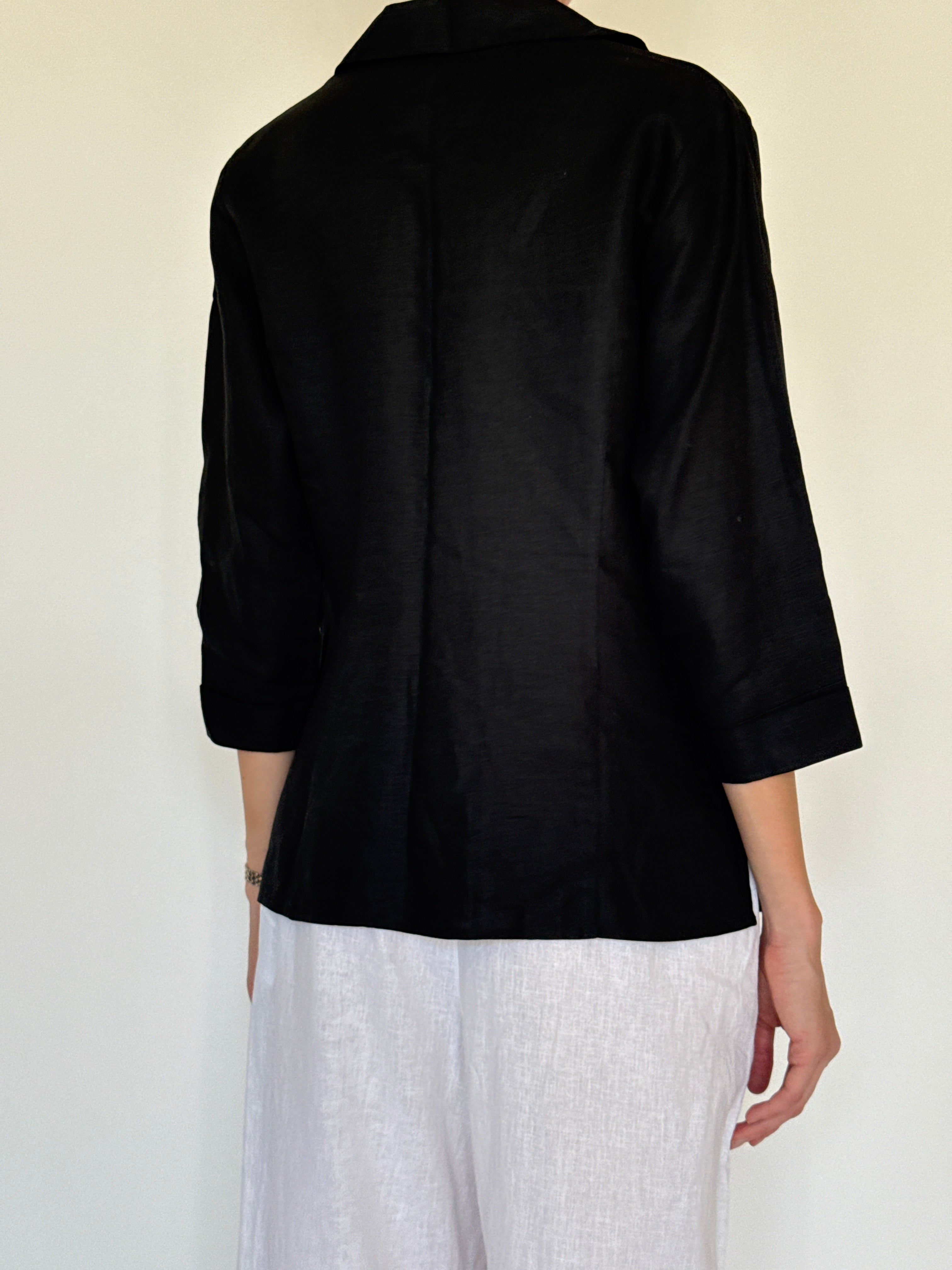 Vintage black Irish linen shirt back view