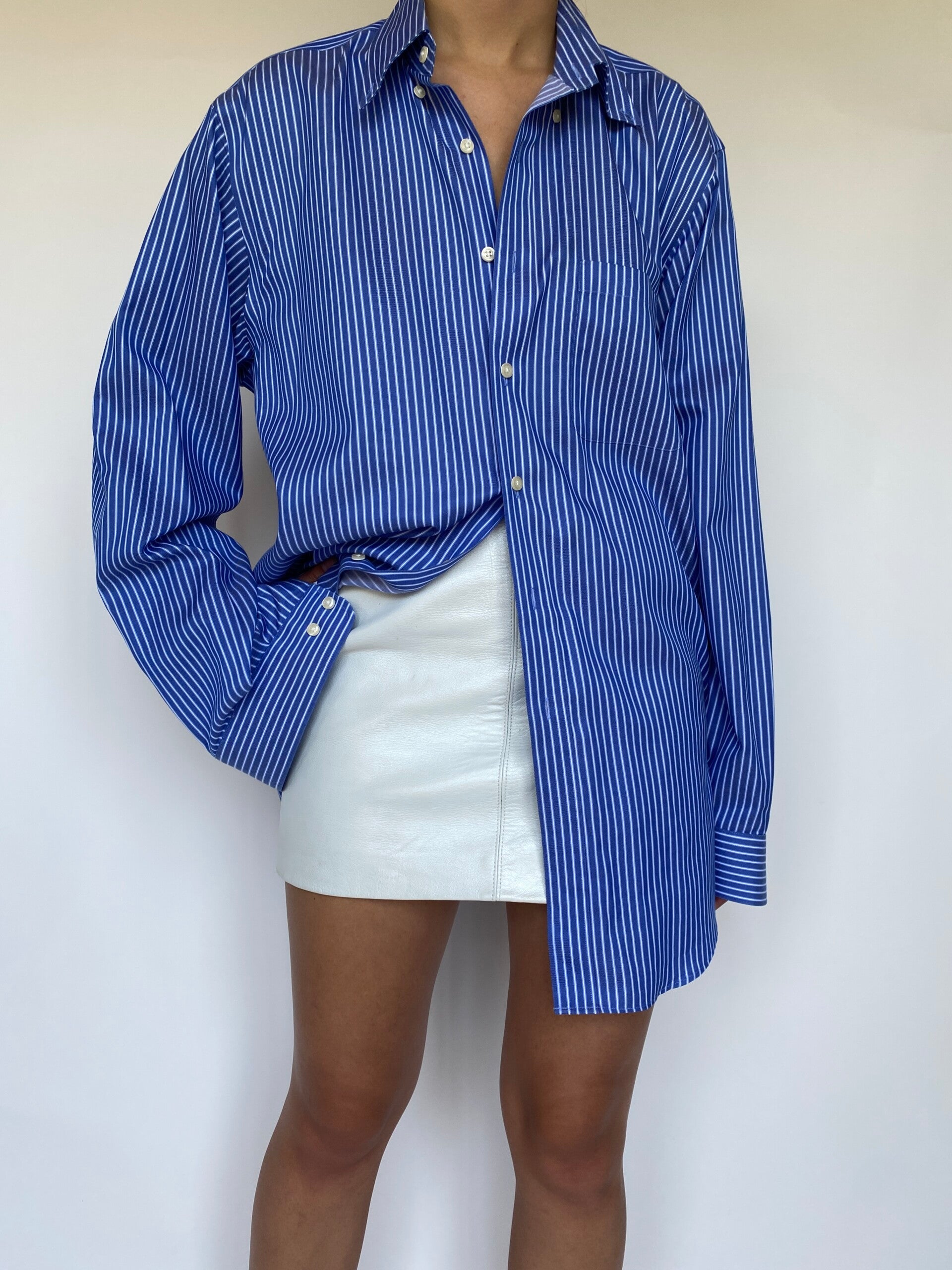 VINTAGE OVERSIZED BLUE STRIPED SHIRT 3395