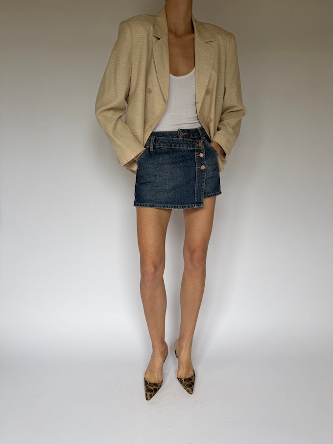 Vintage Double Breasted Blazer In Light Beige 5818