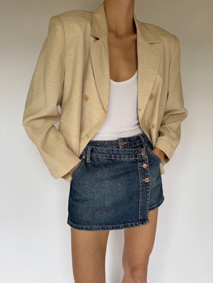 Vintage Double Breasted Blazer In Light Beige 5818