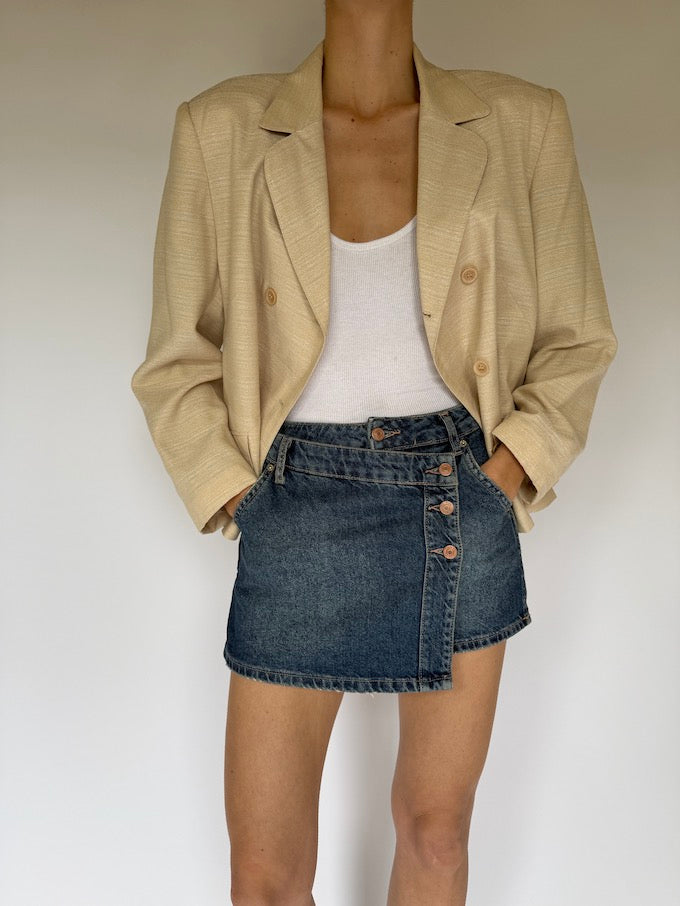 Vintage Double Breasted Blazer In Light Beige 5818