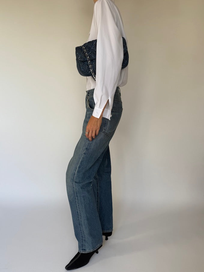 Vintage Button Up Blouse In White 5826