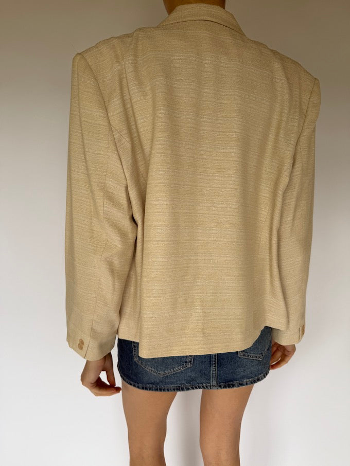 Vintage Double Breasted Blazer In Light Beige 5818
