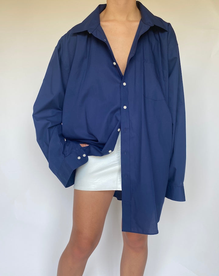 VINTAGE DEEP BLUE OVERSIZED SHIRT 3396
