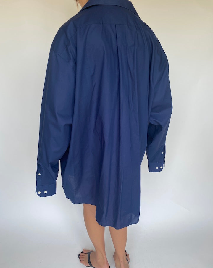 VINTAGE DEEP BLUE OVERSIZED SHIRT 3396