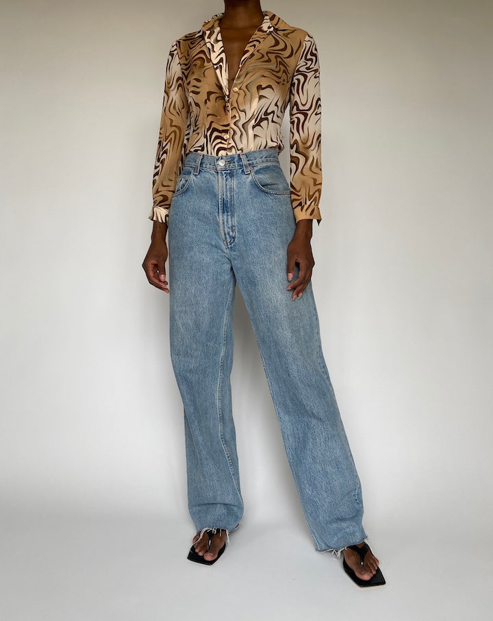 VINTAGE ANIMAL PRINTED BLOUSE 3807