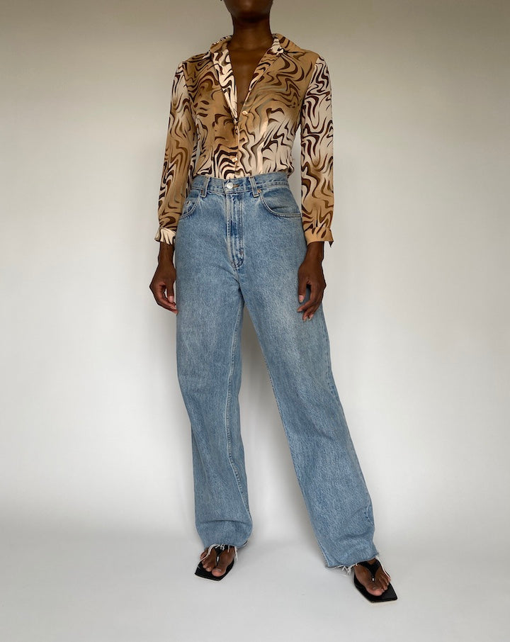 VINTAGE ANIMAL PRINTED BLOUSE 3807