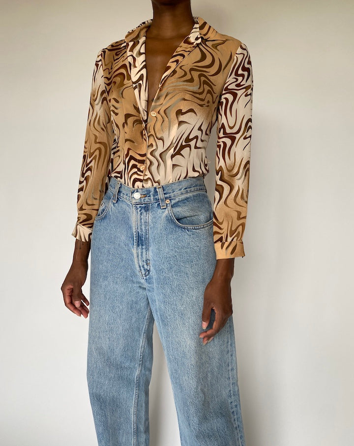 VINTAGE ANIMAL PRINTED BLOUSE 3807