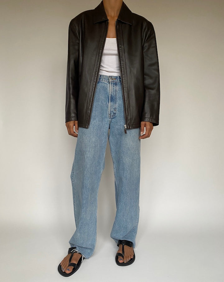 VINTAGE DARK BROWN LEATHER JACKET 2886
