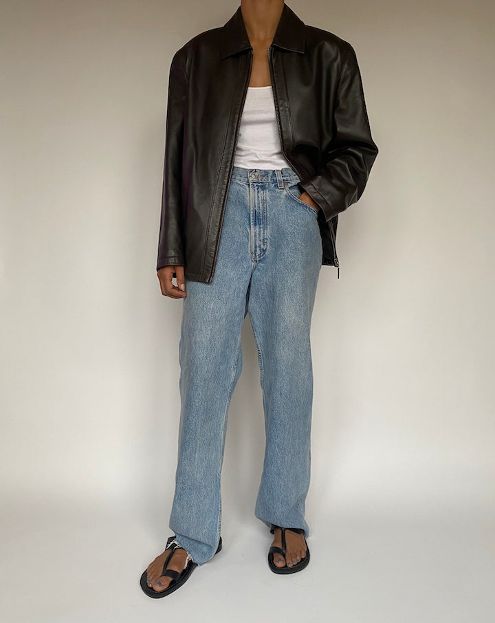 VINTAGE DARK BROWN LEATHER JACKET 2886