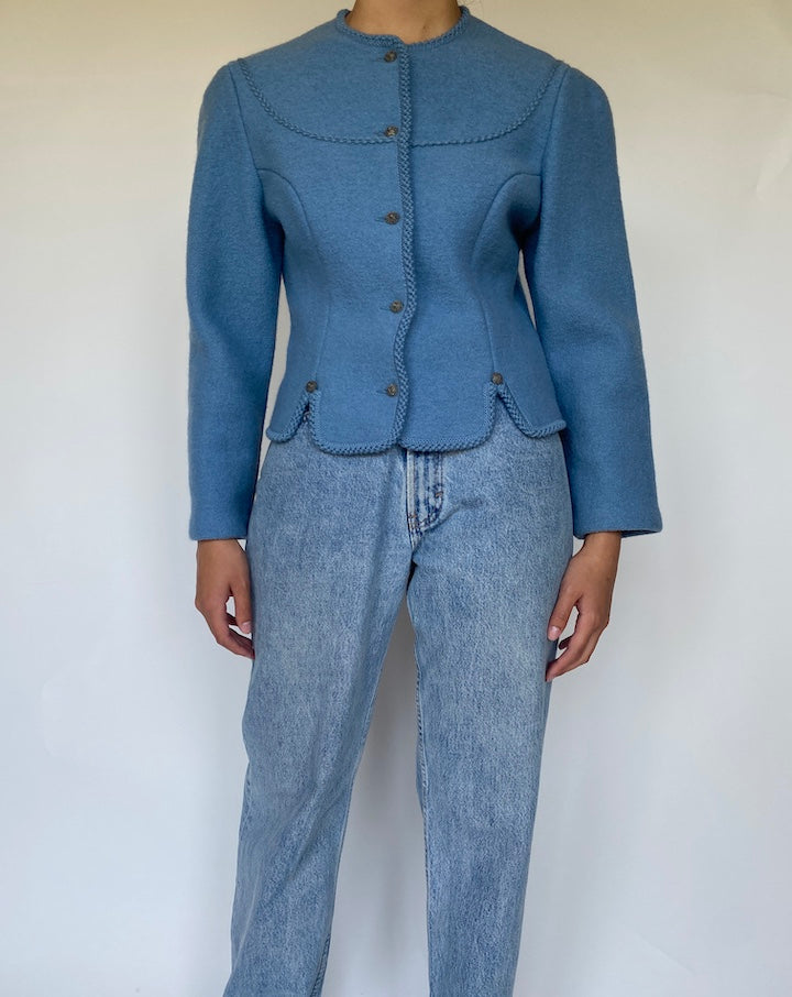 VINTAGE BLUE WOOL CARDIGAN 3401