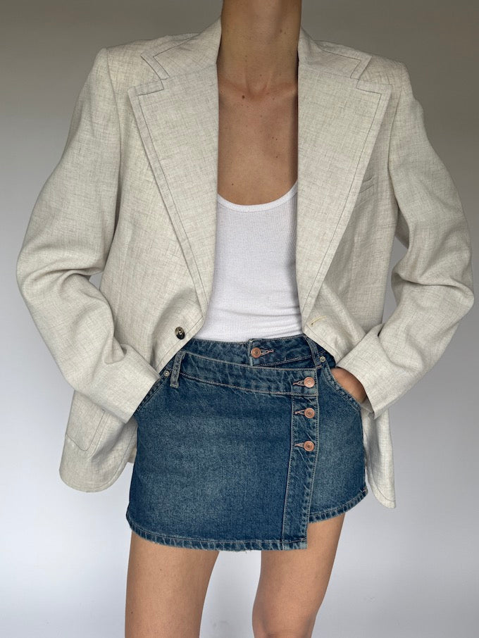 Vintage Oversized Blazer In Oat 5576