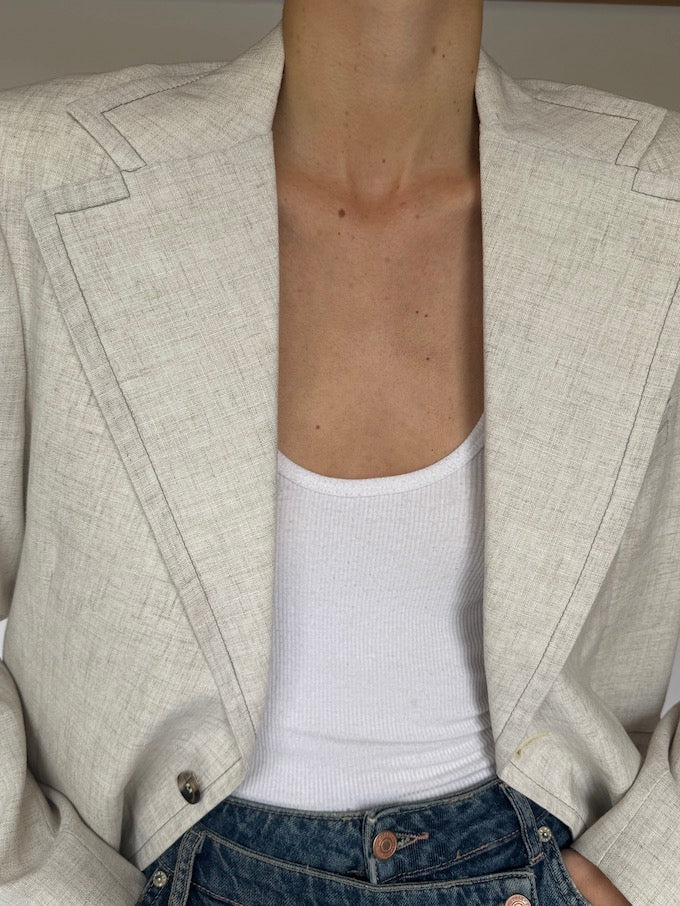 Vintage Oversized Blazer In Oat 5576