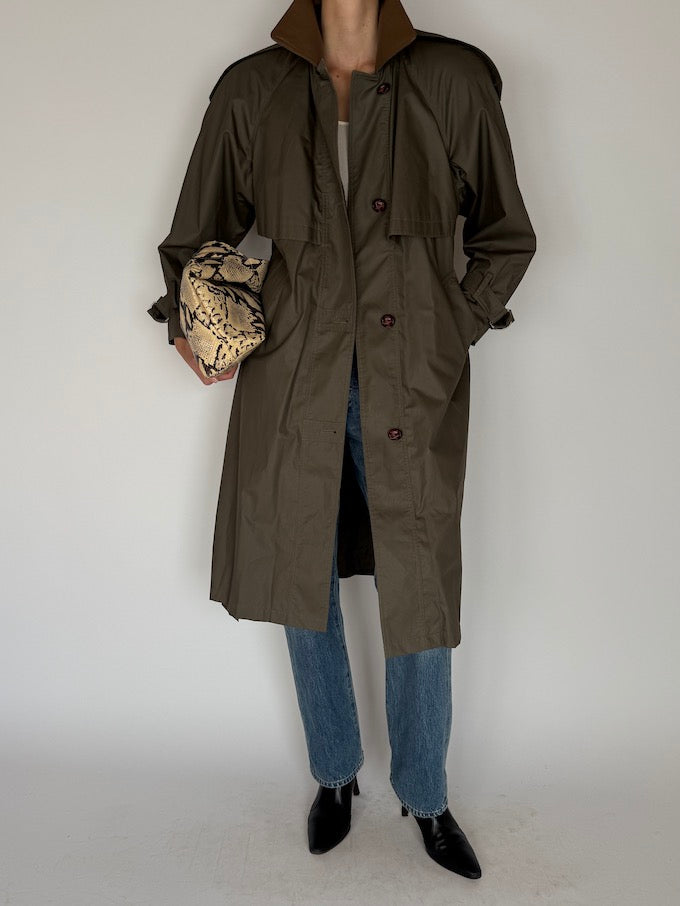 Vintage Olive Trench Coat