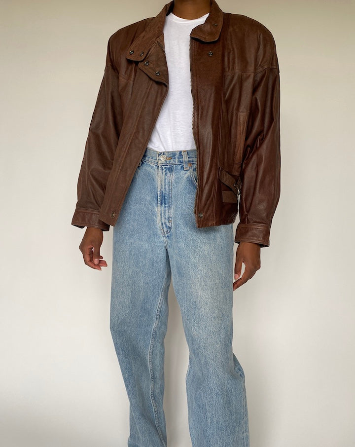 VINTAGE BROWN LEATHER JACKET 3811