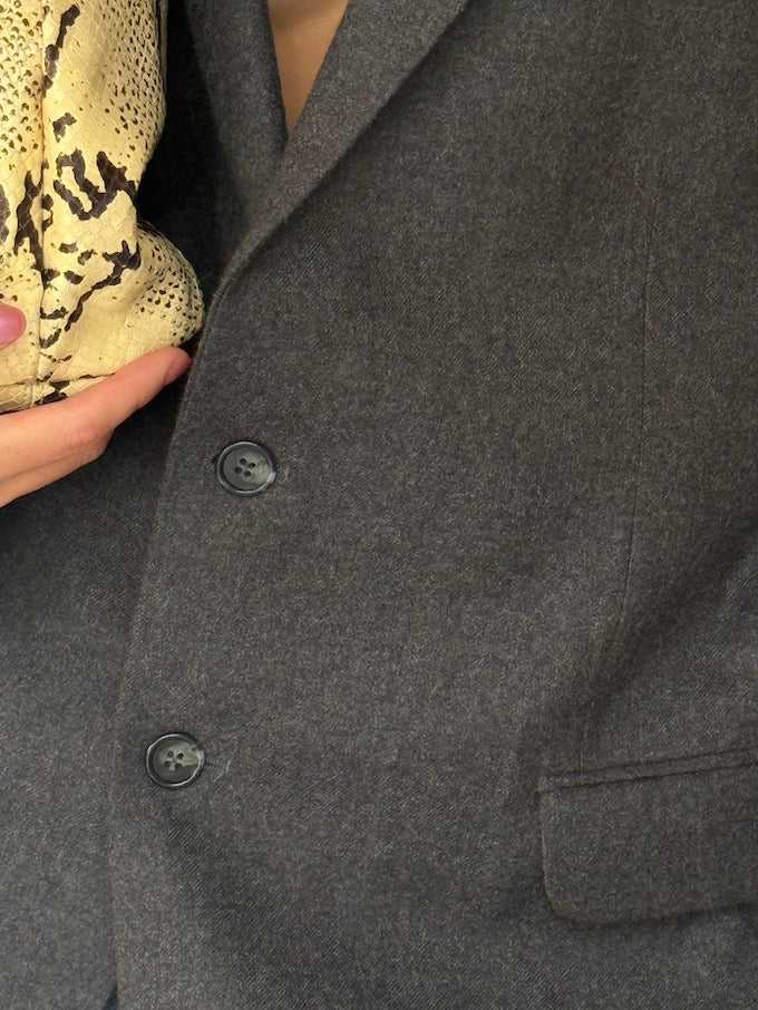 Vintage Oversized Wool Blazer Dark Grey 6358