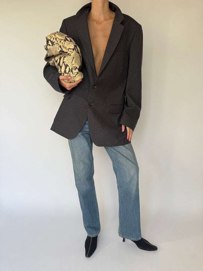 Vintage Oversized Wool Blazer Dark Grey 6358