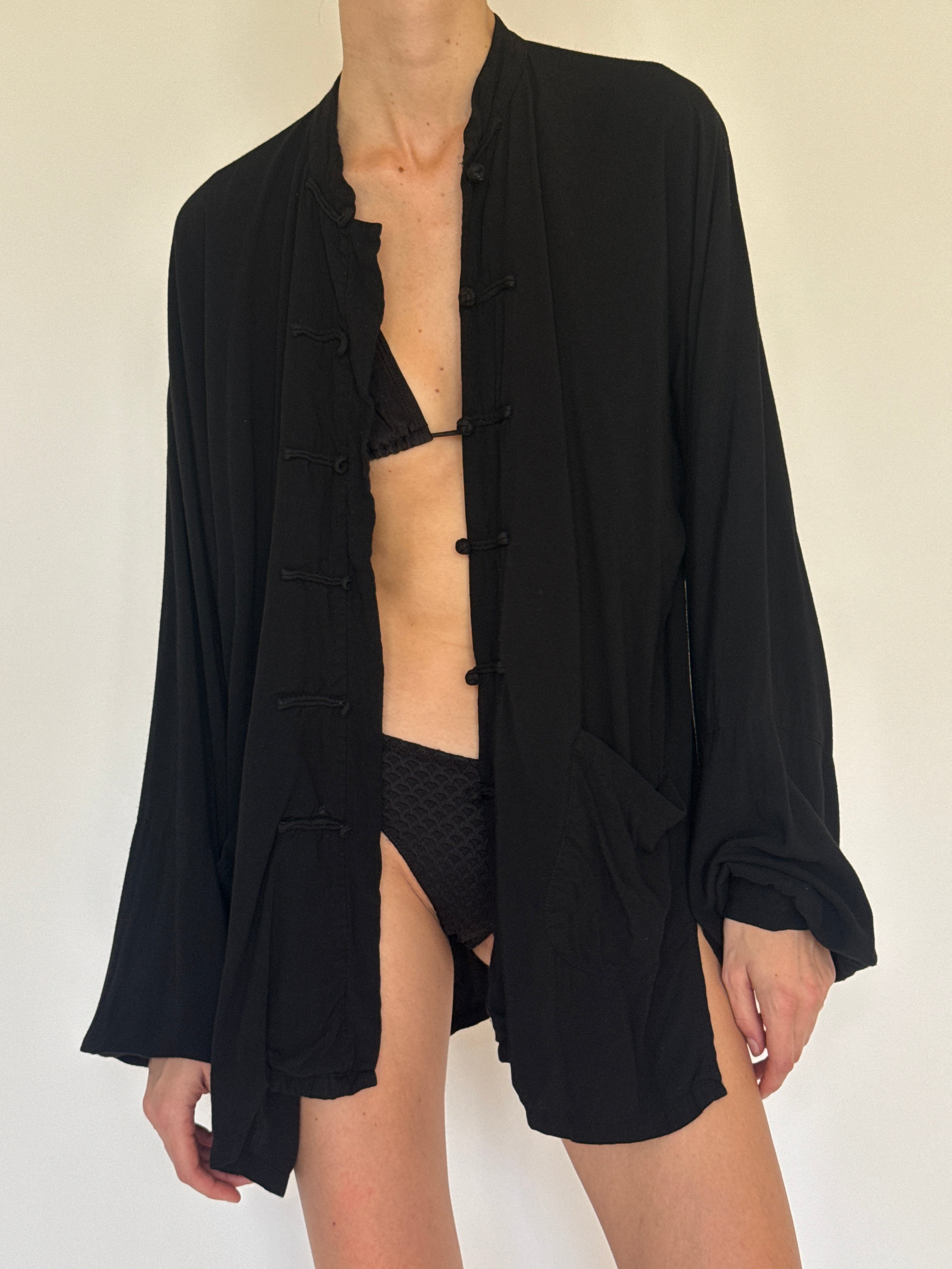Vintage black frog closure cover up front view