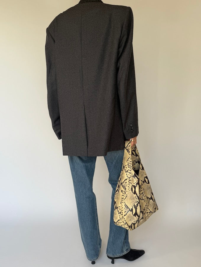 Vintage Oversized Wool Blazer Dark Grey 6358