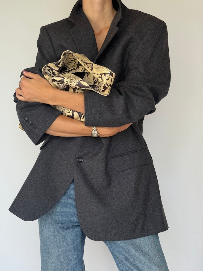 Vintage Oversized Wool Blazer Dark Grey 6358