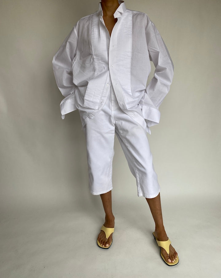 VINTAGE PLEATED WHITE SHIRT 648
