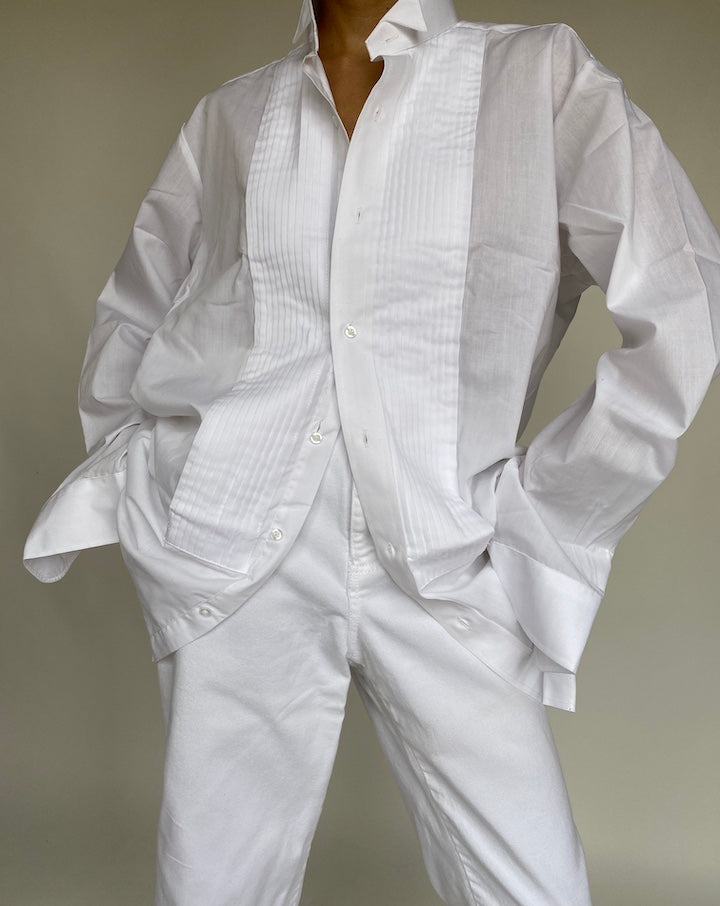 VINTAGE PLEATED WHITE SHIRT 648