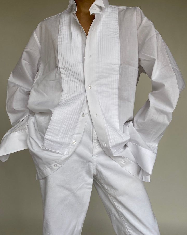 VINTAGE PLEATED WHITE SHIRT 648
