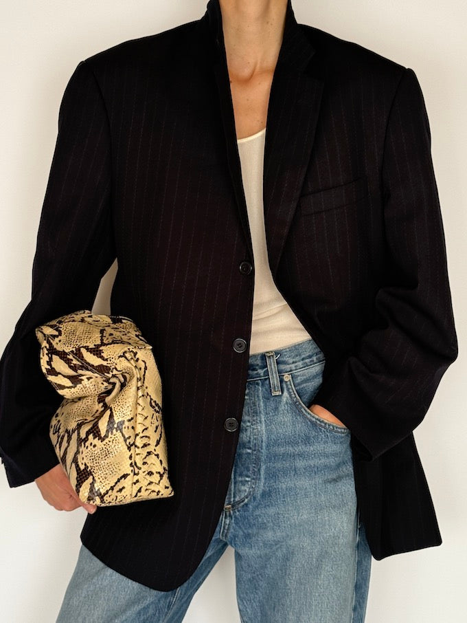 Vintage Pinstripe Blazer Navy