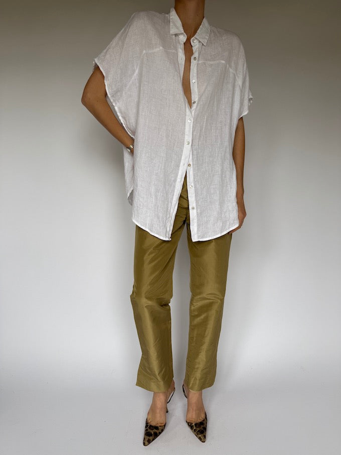 Vintage Short Sleeve Top In Linen 5790