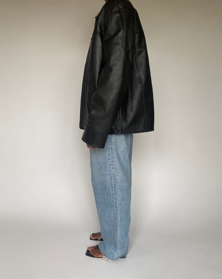 VINTAGE BLACK TOMMY HILFIGER LEATHER JACKET 3815