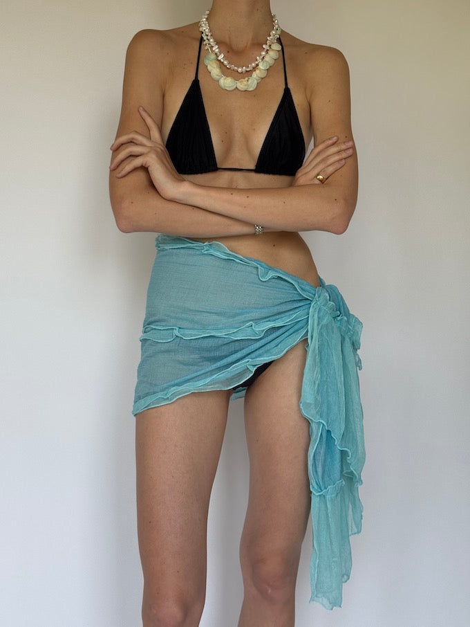 Vintage beach sarong aqua blue 6266
