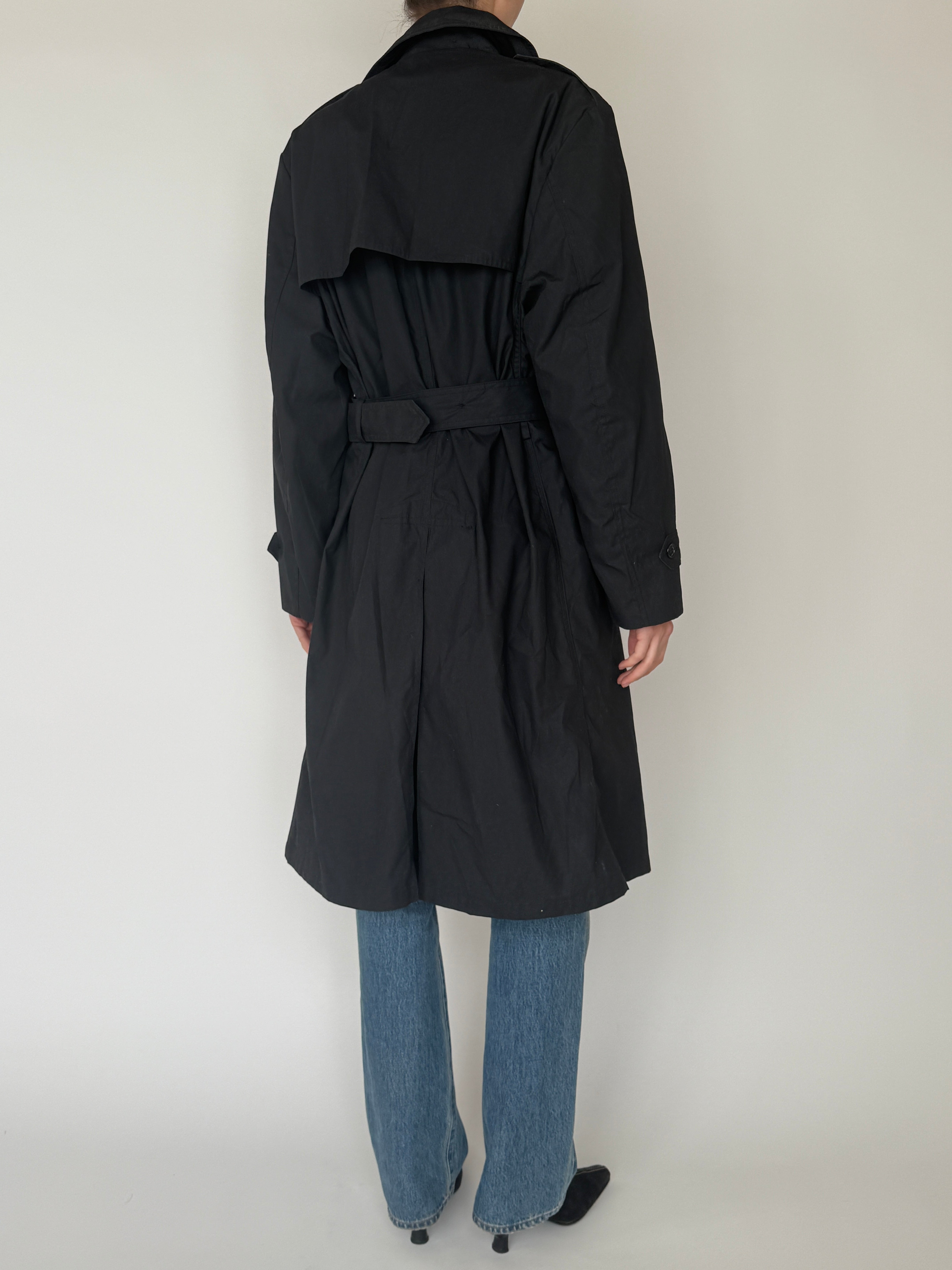Vintage trench coat black full length view