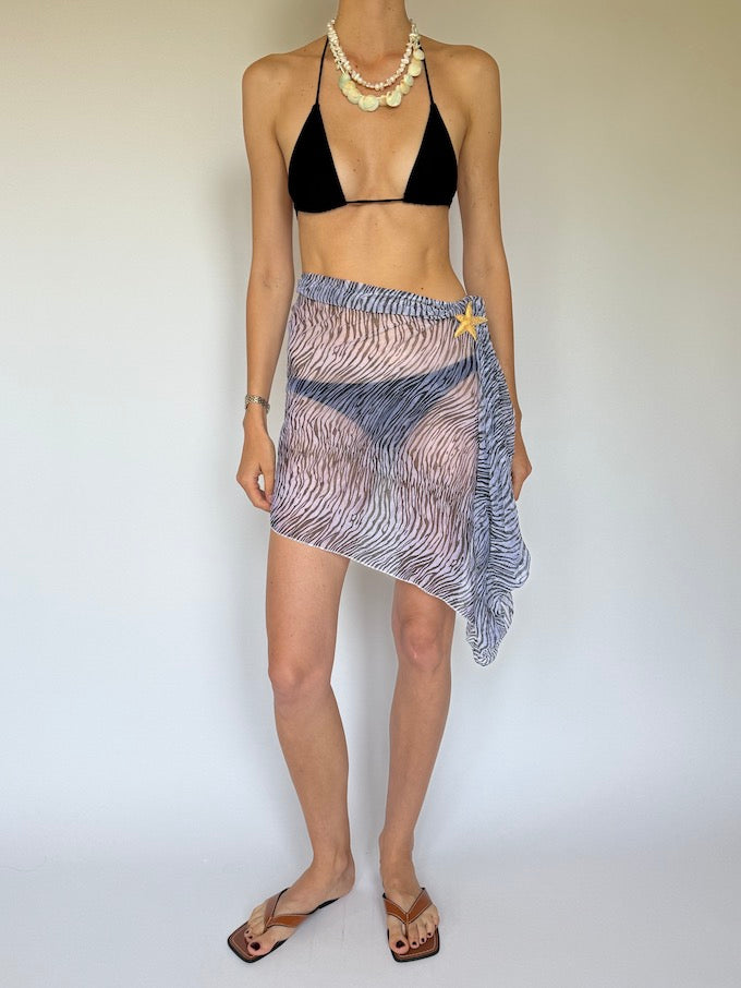Vintage sheer mini sarong in zebra print 6278