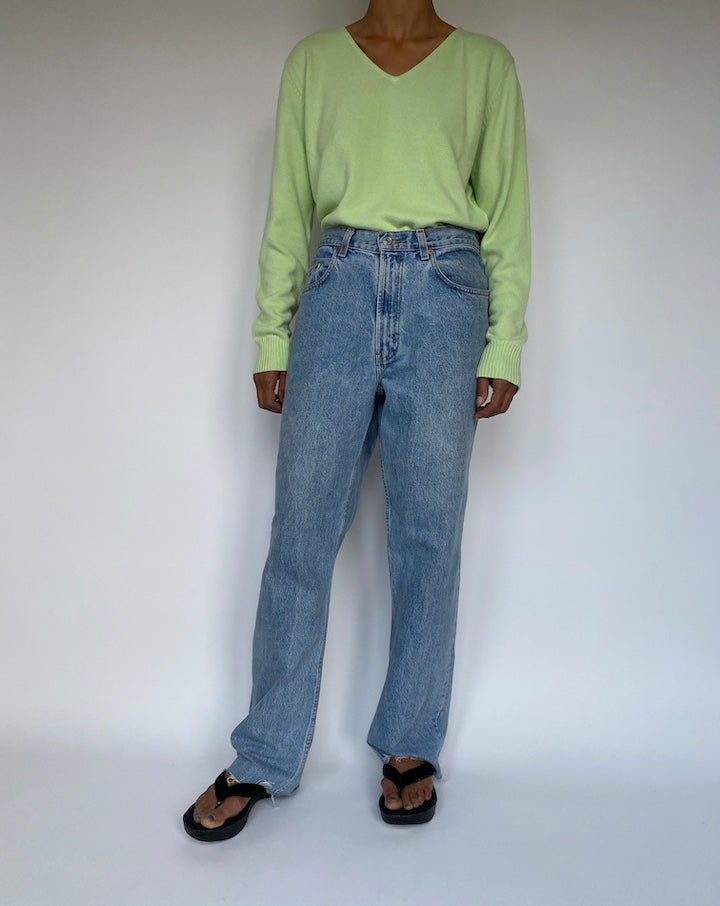 VINTAGE GREEN V-NECK SWEATER 2893