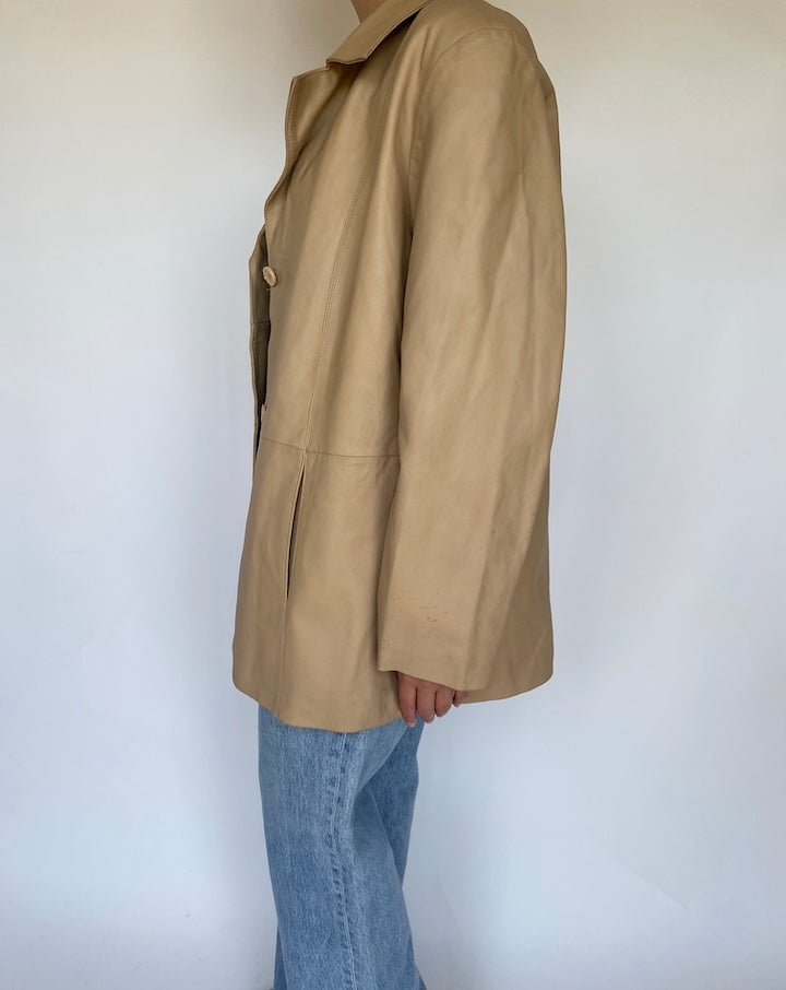 VINTAGE BEIGE LEATHER JACKET 3412