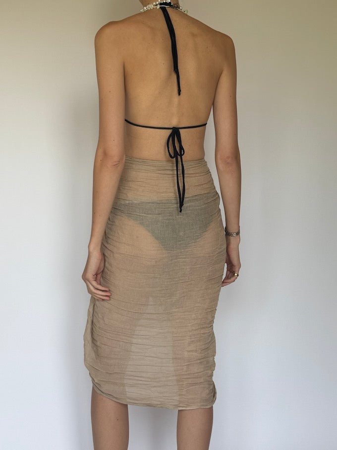 VINTAGE Beach SARONG IN BEIGE TONES 6279