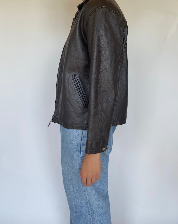 VINTAGE DARK BROWN LEATHER JACKET 3413