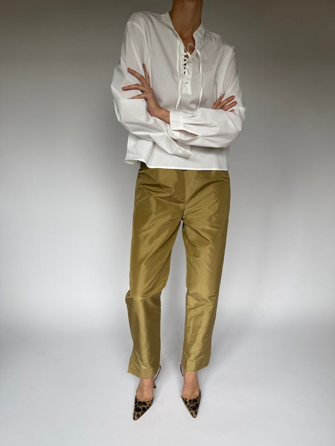 Vintage Long Sleeve Top In White 5794