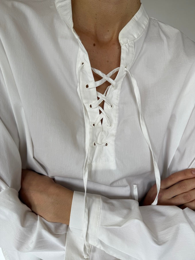 Vintage Long Sleeve Top In White 5794