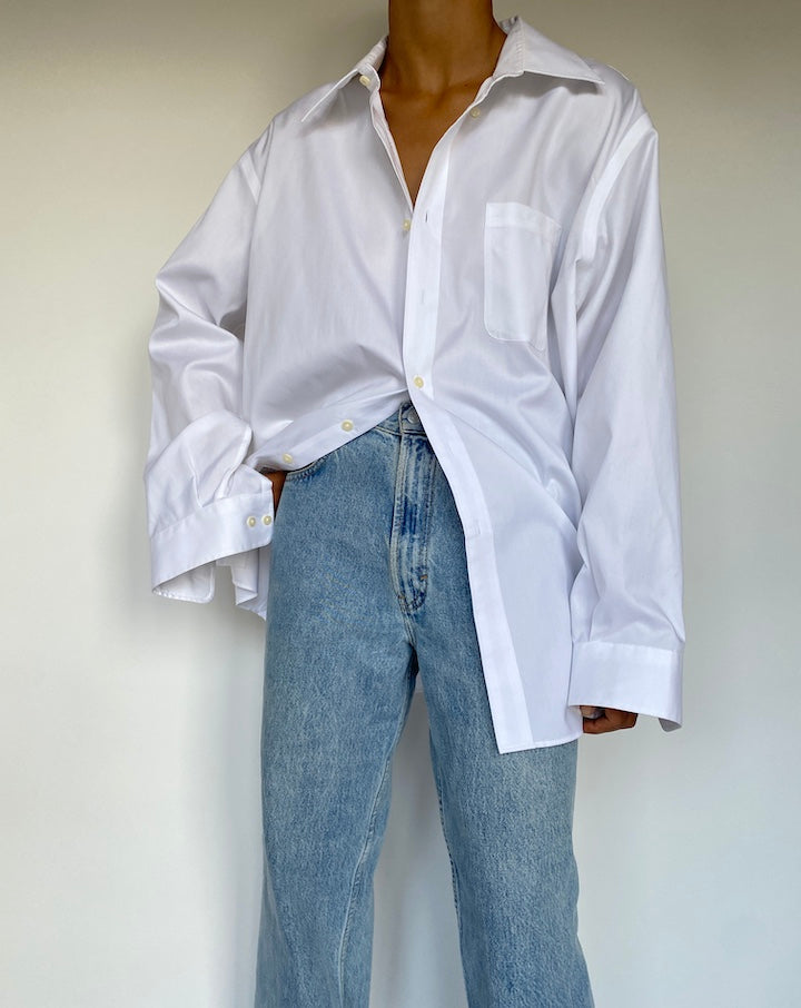 VINTAGE WHITE BUTTON DOWN LONG SLEEVE SHIRT 22899