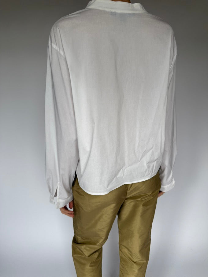 Vintage Long Sleeve Top In White 5794