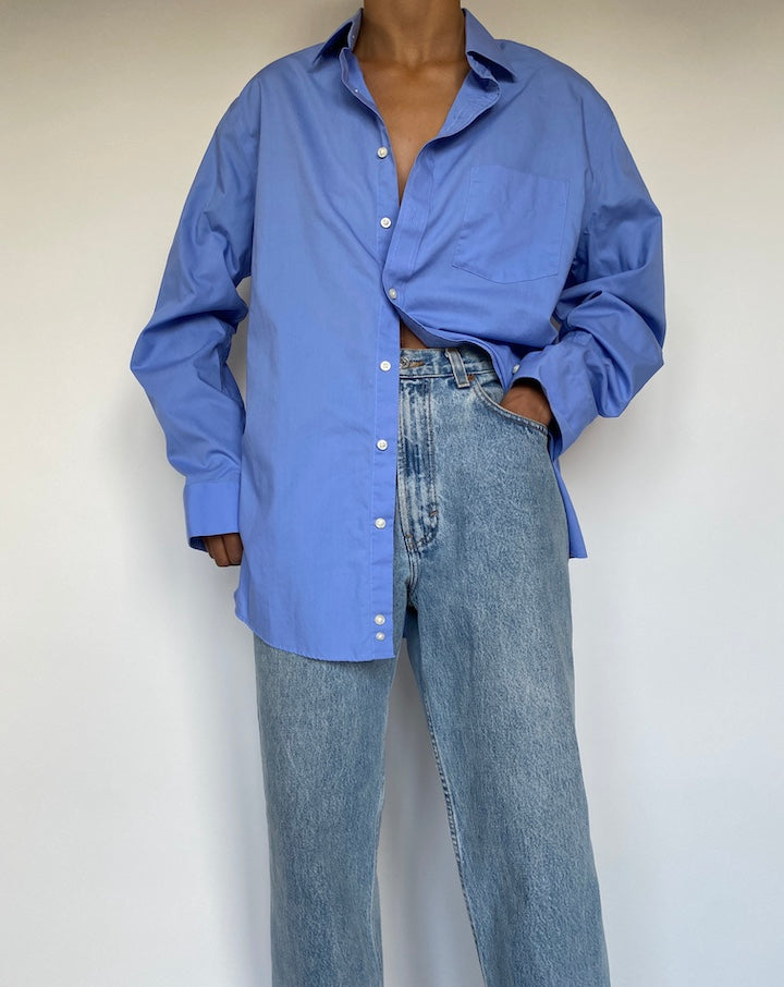 VINTAGE BLUE BUTTON DOWN LONG SLEEVE SHIRT 2900