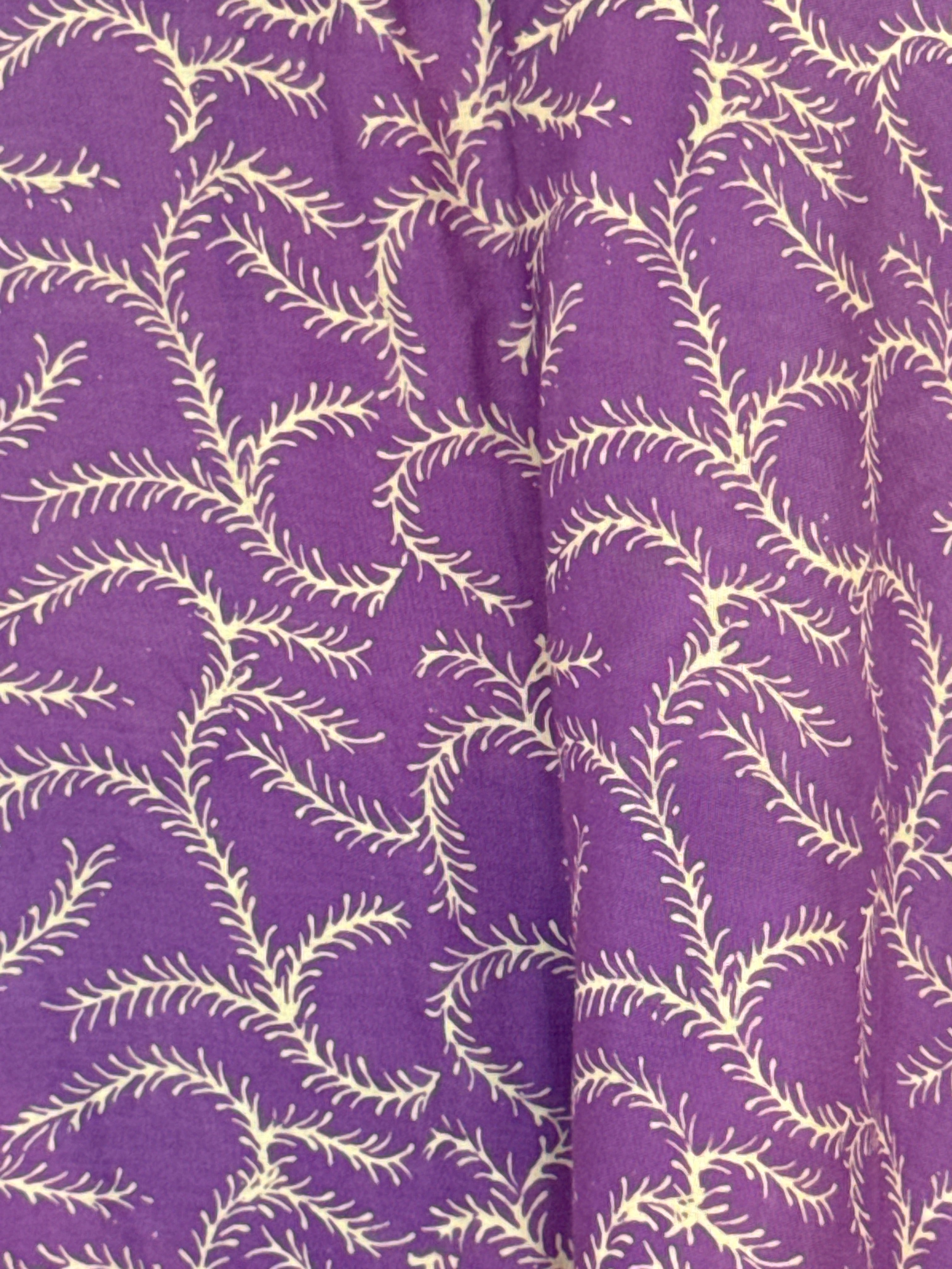 Vintage purple printed sarong botanical print detail